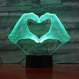 Love Heart Hand Gesture 3D LED Night Light