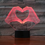 Love Heart Hand Gesture 3D LED Night Light