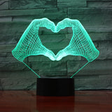 Love Heart Hand Gesture 3D LED Night Light