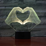 Love Heart Hand Gesture 3D LED Night Light