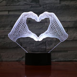 Love Heart Hand Gesture 3D LED Night Light